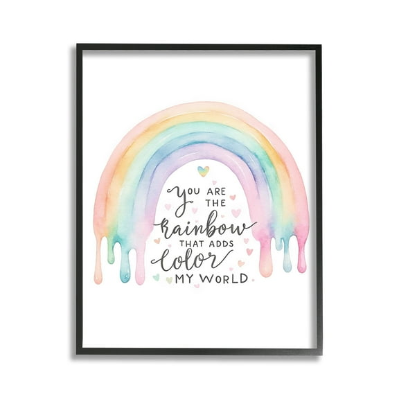 Stupell Industries Dripping Inspirational Rainbow Inspirational Painting Black Framed Art Print Wall Art, 11 x 14