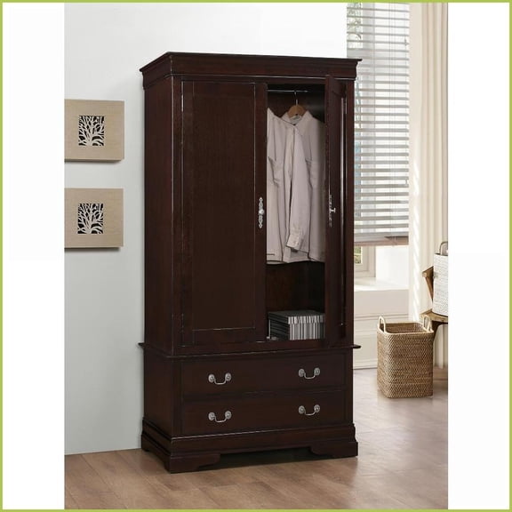 Storage Armoire, Traditional with Ample Storage, 78"H x 40"W x 24"D | Cappuccino | Particle Board
