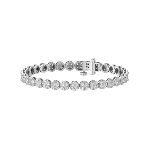 ARAIYA FINE JEWELRY 925 Sterling Silver Round Shape Lab Grown Diamond Tennis Bracelet (5 cttw, D-F Color, VS1 Clarity) 7 inch