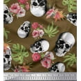 thumbnail image 1 of Soimoi Moss Georgette Fabric Monstera Leaves,Floral & Horror Skull Halloween Printed Craft Fabric by The Yard 42 Inch Wide, 1 of 1