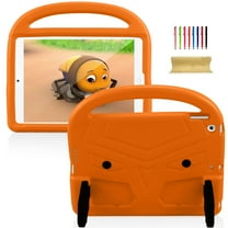 Dteck Kids Case for iPad 10.2 inch 2021 iPad 9th Gen/iPad 8th Gen 2020/iPad 7th Gen 2019, EVA Foam Lightweight Shockproof Handle Grip Kickstand Protecitve Shell Cover, Orange