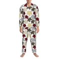 thumbnail image 3 of Susaid colorful Maple Print Men's Long Sleeve Pajama Set, Two-Piece Button-Down Loungewear PJs Set, Comfortable Sleepwear for Relaxation-X-Large, 3 of 7