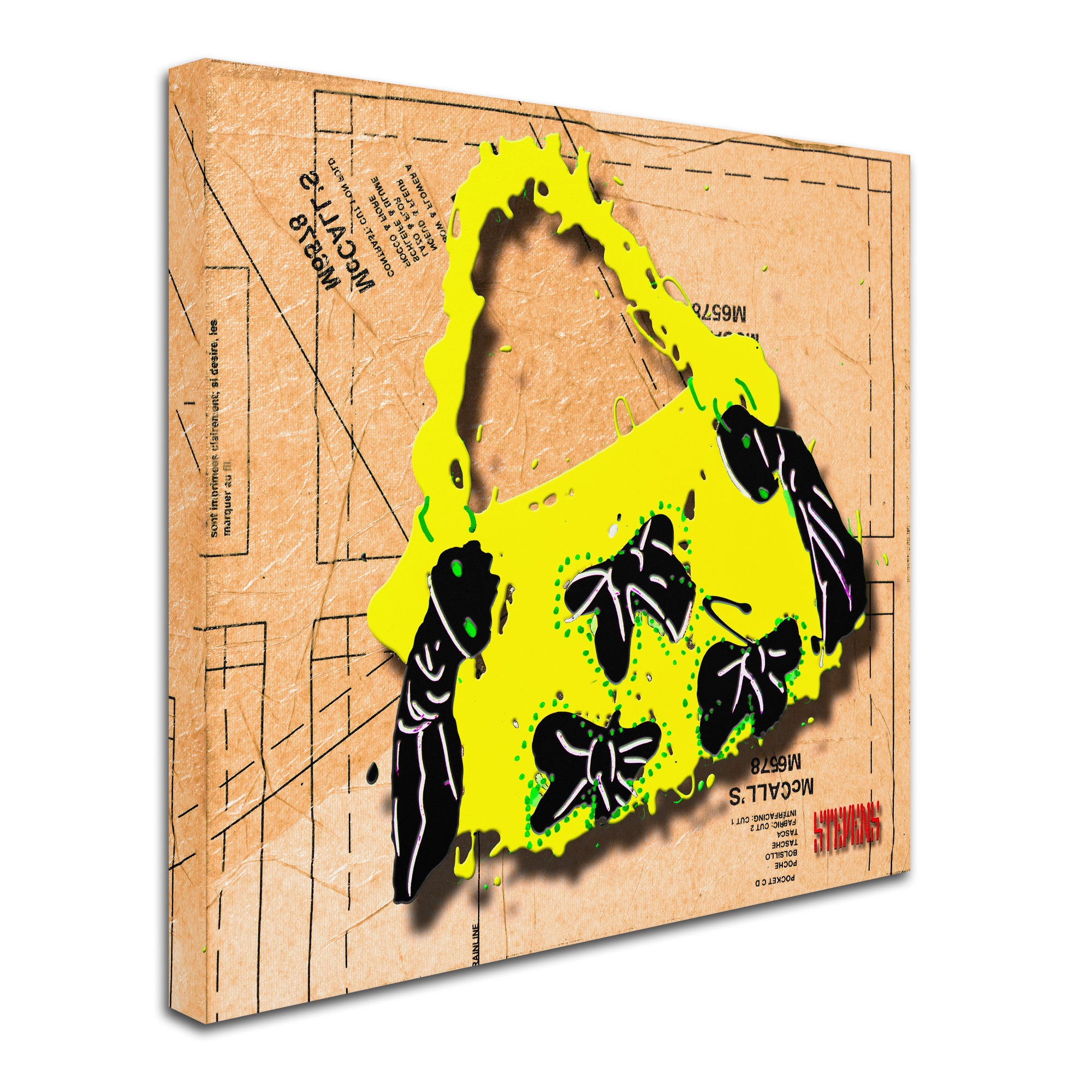 Trademark Fine Art "Bow Purse Black on Yellow" Canvas Art by Roderick Stevens