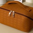 thumbnail image 2 of Bolsa de cosméticos PU de gran capacidad caja de maquillaje a cuadros portátil para mujeres regalos de vacaciones, 2 of 6