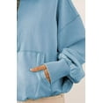 thumbnail image 3 of BiBi Stitch Detailed Elastic Hem Half Zip Fleece Hoodie, 3 of 3