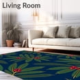 thumbnail image 2 of ODIKA 8'x10' Machine Washable Non-Slip Area Rug, Winter Pine And Holly Boughs Artistic Festive Botanical Arrangement High Traffic Rug, Blue, 736755, 2 of 7