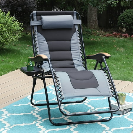 MF Studio XL Padded Zero Gravity Lawn Chair Grey