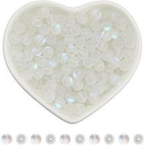 1 Box 200pcs Moonstone Glass Beads 6mm Round Clear Glass Beads Glass Clear Transparent Glasses Bead Bulk for DIY Jewelry Making Necklace Bracelet Beading Crafts Supplies