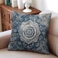 thumbnail image 5 of Boho Blue Carpet Pattern Linen Ethnic Design Throw Pillow Covers 18 X 18 Inch, Set Of 4, Linen Study Sofa Cushion Cover Indoor Living Room Home Decor, 5 of 6