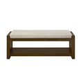 thumbnail image 4 of GZXS 47 Inch Rectangular Upholstered Storage Bench, Padded Bench with Wood Shelf and Removable Seating Cushion - Accent End of Bed Bench for Bedroom, Entryway, Living Room (Beige), 4 of 7