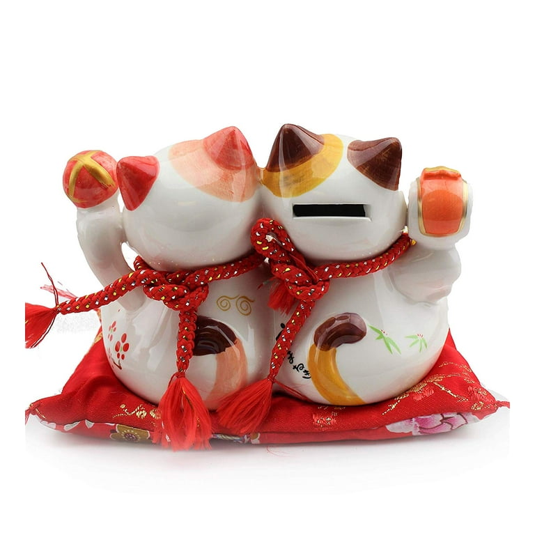 Happy Ceramic Maneki Neko Lucky Cats Coin Bank for Wealth Happy Ceramic Maneki Neko Lucky Cats Coin Bank for Wealth