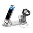 thumbnail image 3 of Xecvkr Six-in-One Wireless Charging Station 15W Fast Charger 360 Degree Rotating Watch Earbuds Desktop Stand 5 Coils White 23x9x6cm 1 Pack, 3 of 3
