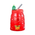 thumbnail image 1 of Taza de cerámica con forma de árbol de Navidad de 400 ml, ideal para té, café, leche y otras bebidas. rojo, 1 of 8