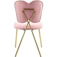 thumbnail image 3 of Maklaine 17.71" Contemporary Velvet Dining Chair in Pink and Gold (Set of 2), 3 of 5