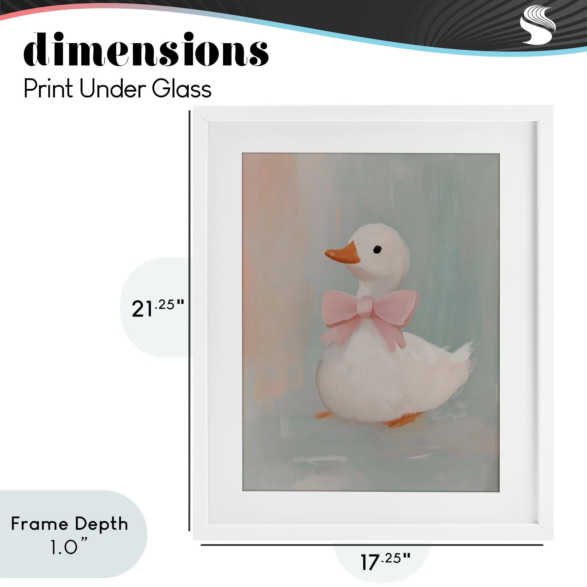 Stupell Industries Duckling Portrait with Bow White Framed Print Under Glass, design by The Prints Vibe
