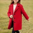 thumbnail image 6 of VEKDONE Girls Wool Blend Peacoat Single Breasted Lapel Mid Long Trench Coat with Pockets Kids Casual Warm Winter Overcoat Red,12-13Years, 6 of 9