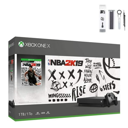 Microsoft Xbox One X 1TB NBA 2K19 Bundle 12GB RAM 1TB HDD - 4K Blu-ray & Streaming with BOLT AXTION Cleaning Kit