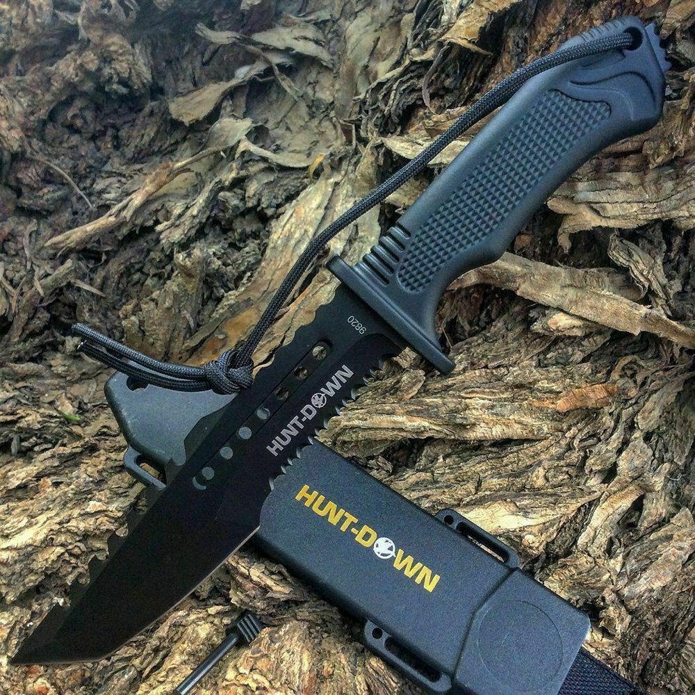12" Carbon Steel Survival Hunting Fixed Blade Full Tang Bowie Knife W Sheath