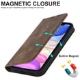 thumbnail image 2 of Decase for Apple iPhone 11 Wallet Phone Case,Shockproof Plain Leather Magnetic Closure Flip Holder Protective Cover with RFID Blocking Card Slots,Brown, 2 of 10