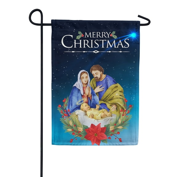 America Forever Merry Christmas Holy Family Garden Flag 12.5 x 18 Inch Double Sided Outdoor Yard Decorative Holiday Star of Bethlehem Jesus Birth Holy Night Nativity Garden Flag