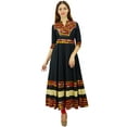 thumbnail image 4 of Bimba Women's Cotton Kurti Long Flared Anarkali Kurta 3/4 Sleeve Designer Indian Tunic, Black, 4, 4 of 8