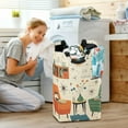 thumbnail image 5 of Yayeee Freestanding Laundry Hamper with Handle Collapsible Large Storage Basket for Clothes, Beige Cats Reading, 5 of 7