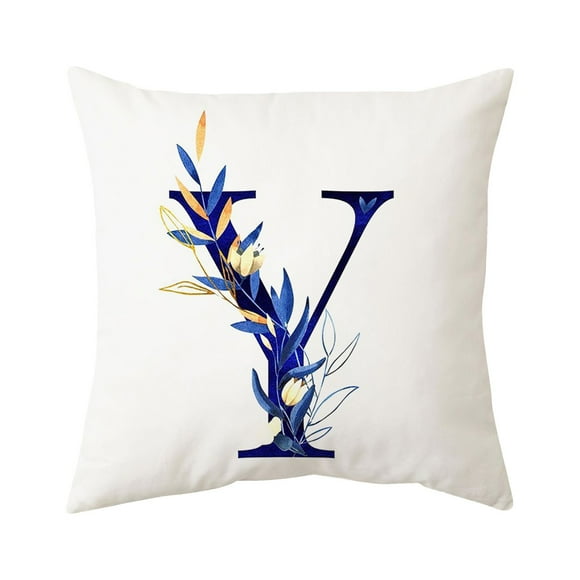 1PCS Throw Pillow Covers Alphabet Decorative Pillow Letter Flowers Cushion Covers 18 X 18 Inch Square Pillow Protectors for Sofa Couch Bedroom Car Chair Home 1pc