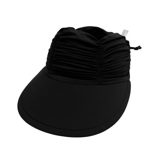 SLYNSHome Wide Brim Visor Hats for Women Black Lightweight Packable Ponytail Hat Comfortable Quick-Dry Sun Visor for Casual