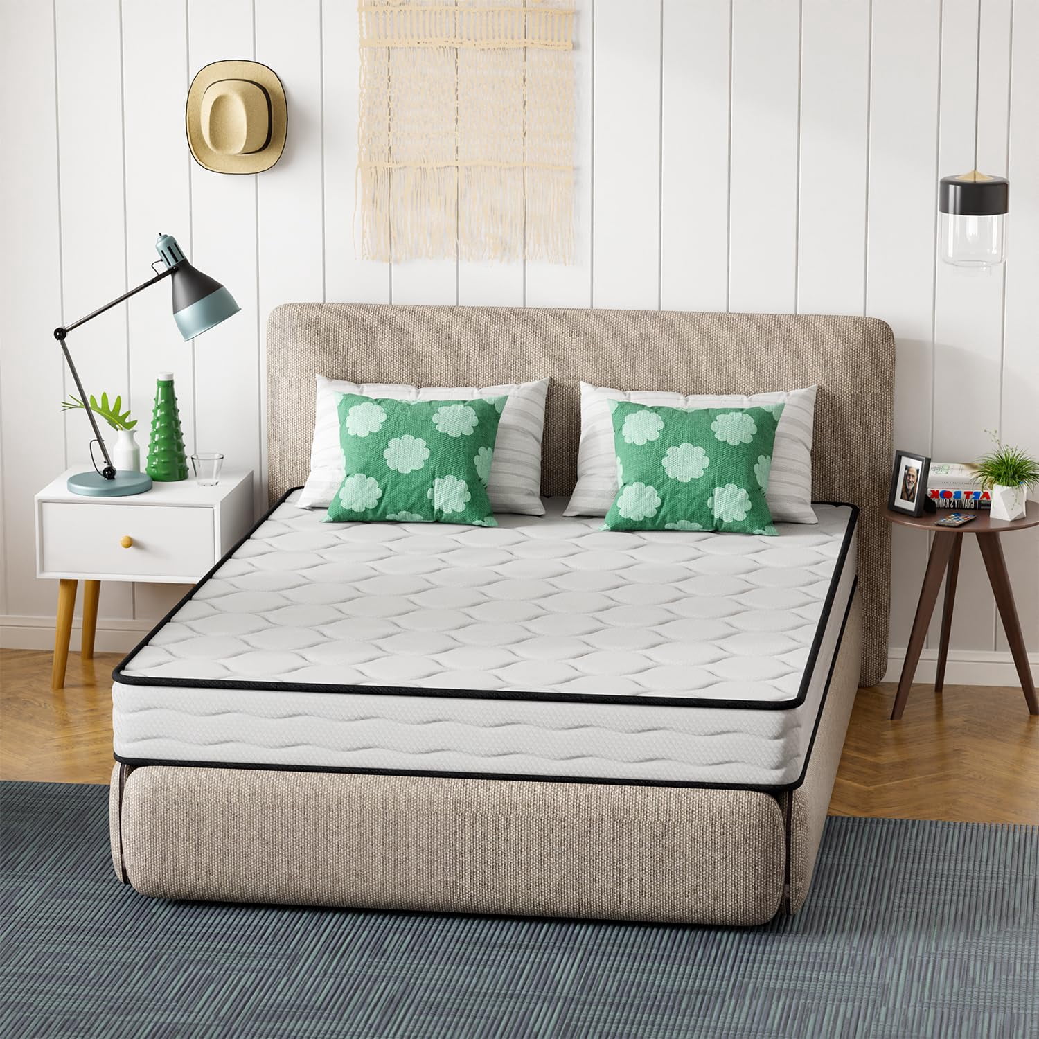 YRLLENSDAN Queen Mattress in a Box, Foam Spring Hybrid Mattress, Medium Firm Queen Mattress 8 Inch, Fiberglass Free Mattress Queen Double Bed Mattress