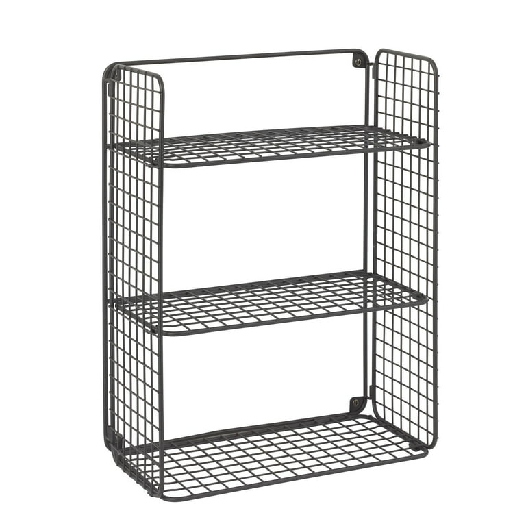 mDesign Metal Wire 3-Tier Hanging Shelf for Bathroom Storage - Black 