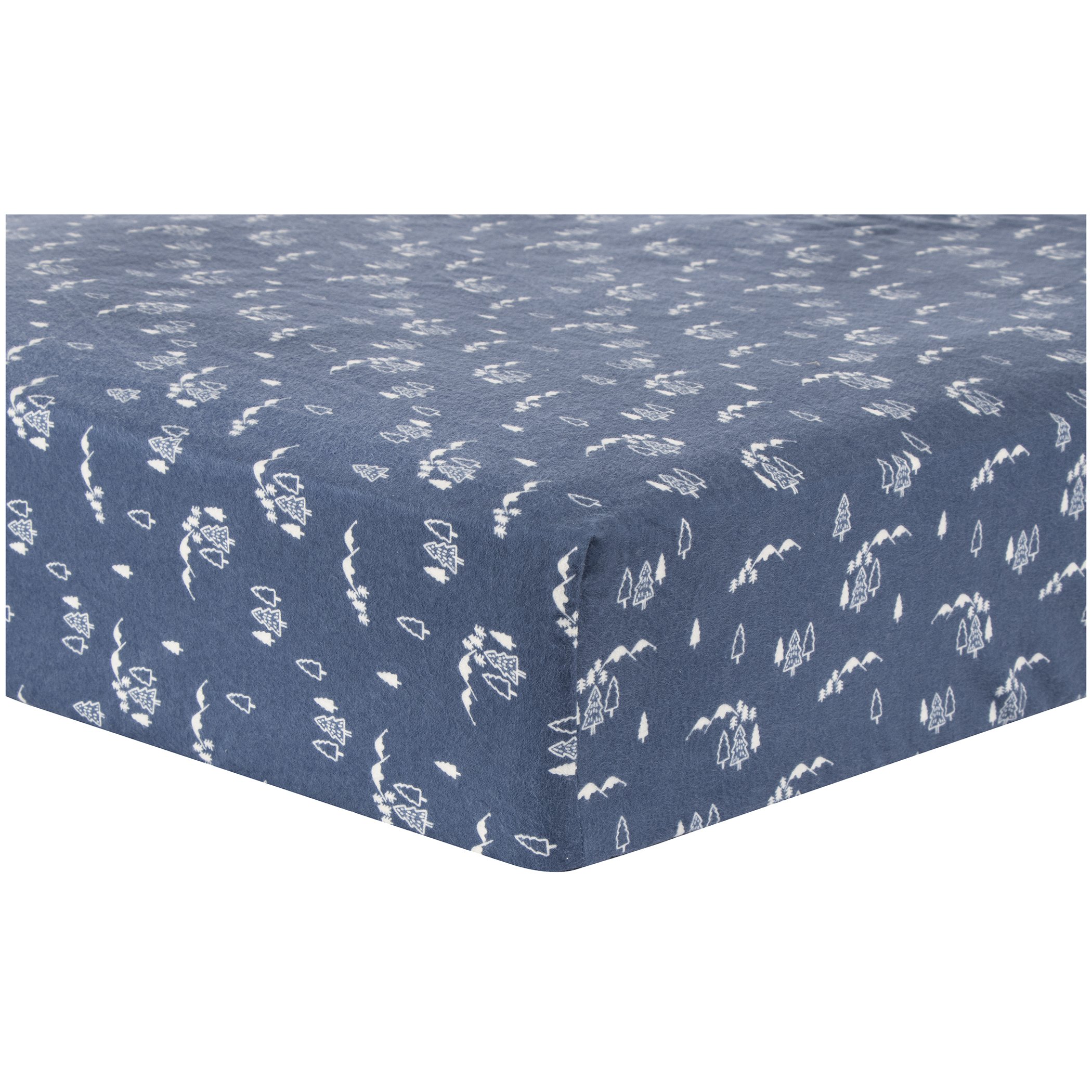Trend Lab Mountains Deluxe 100 Cotton Flannel Fitted Crib Sheet. Navy