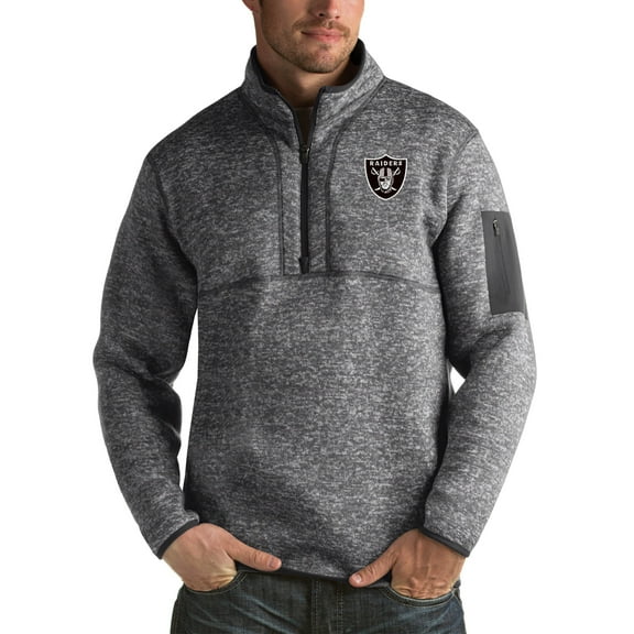 Men's Antigua Charcoal Las Vegas Raiders Fortune Big & Tall Quarter-Zip Pullover Jacket