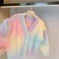 thumbnail image 2 of GPAECEAD Girl's Button Down Colorful Cardigan Sweater Long Sleeve Casual Knit Outwear Multicolor, 2 of 3