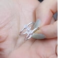 thumbnail image 5 of Parallel Three Stone Diamond Engagement Ring, Open Hollow Diamond Wedding Ring, Bezel Set Diamond Ring, Womens Cocktail Ring, 1.5 Ct Simulated Diamond, 14K White Gold Plated, 5 of 5