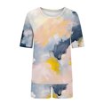 thumbnail image 6 of Lopecy-Sta Loungewear Sets for Women Gift for Mother Women's 2 Piece Casual Round Neck Pajama Sports Solid Color Suit Short Sleeve Top and Shorts Set Sweatshirt, 6 of 6