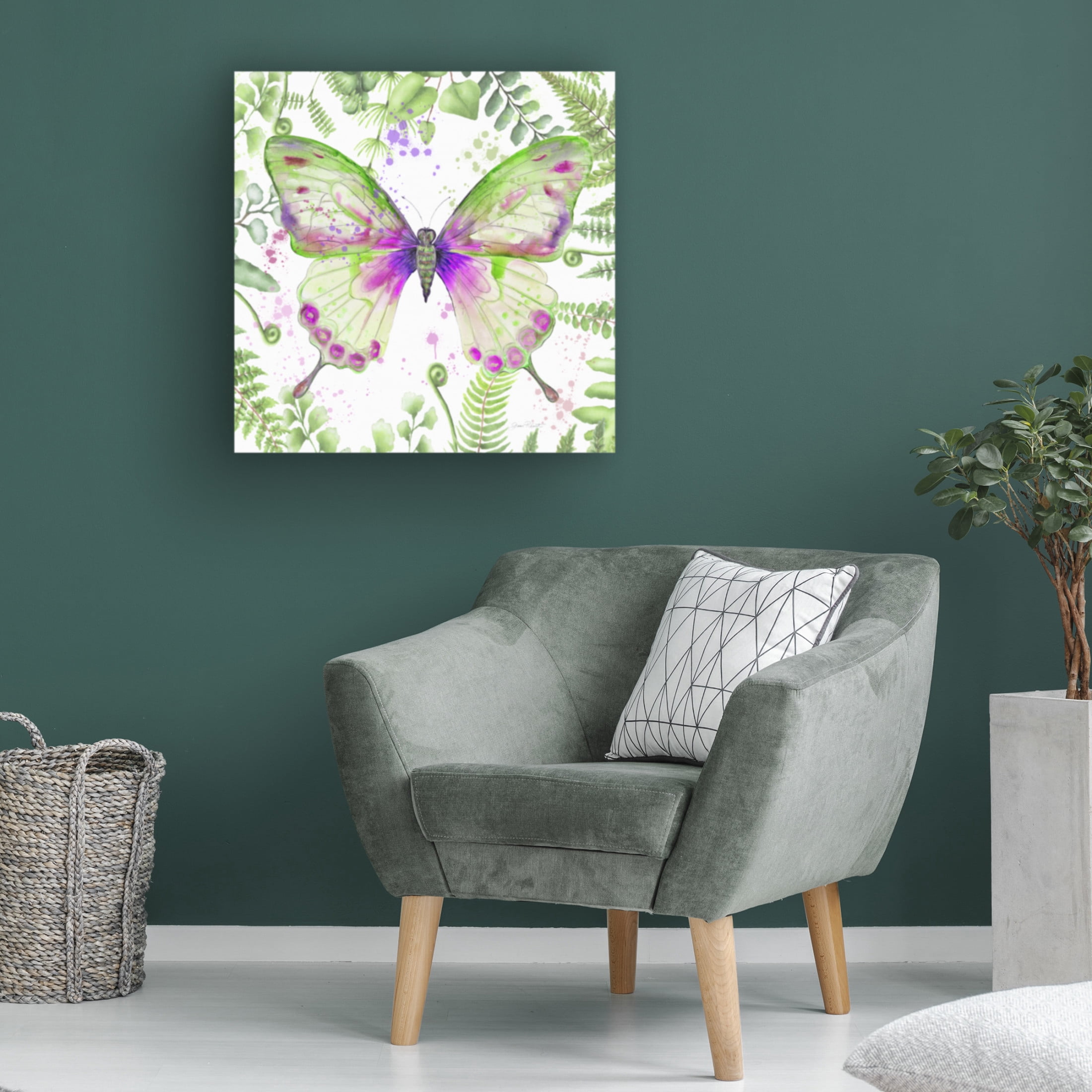 Canvas Wall Art - Jean Plout 'Botanical Butterfly Beauty 3' Wall Art for Living Room, Bedroom, or Office Décor by Trademark Fine Art - 35 x 35 Inches