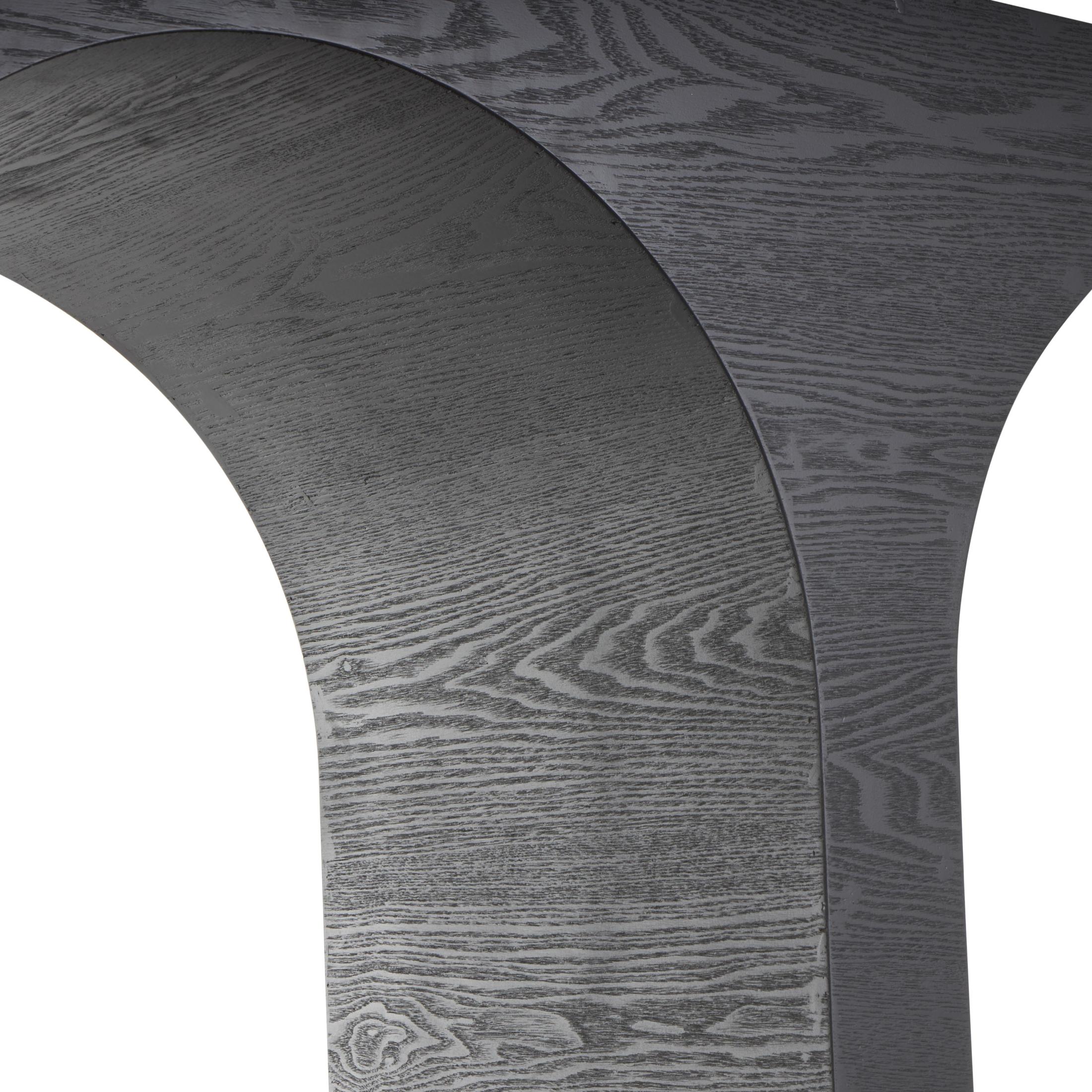 DecMode 45" x 32" Black Wood Cutout Arch Abstract Console Table, 1-Piece