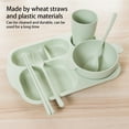 thumbnail image 2 of Bewildely 6 unids/set niños de cena dividido tazón taza de agua compartimentos para estudiantes vajilla bandeja Buffet tenedor palillos Mostrada Verde, 2 of 6