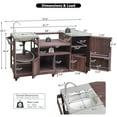 thumbnail image 2 of Harper & Bright Designs Outdoor Kitchen Island with Sink, Solid Wood Outdoor Grill Cart for XL Green Egg Grills, Rolling Outdoor Bar Cart with Stainless Steel Top, for Pizza Prep & BBQ, Brown, 2 of 18