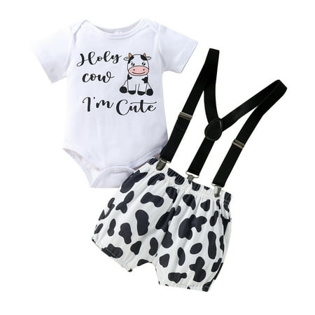 

Rovga Boy Outfit Children S Suit Summer Short Sleeve Birthday Cow Suspenders Shorts Butterfly Suit Two Piece Suit