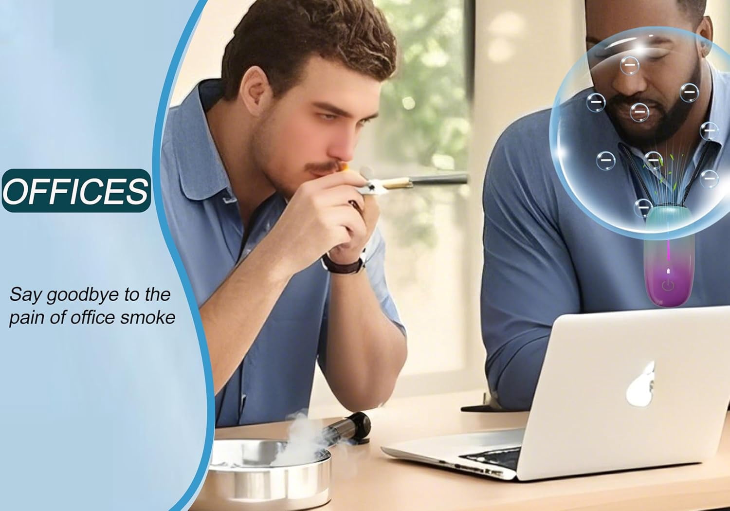 Portable Purifier Necklace with Negative Ions, Wearable Ion Generator for Travel Office Home