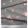 thumbnail image 3 of Soimoi Gray polyester Crepe Fabric Leaves,Small Circle & Floral Decor Fabric Printed BTY 42 Inch Wide, 3 of 3