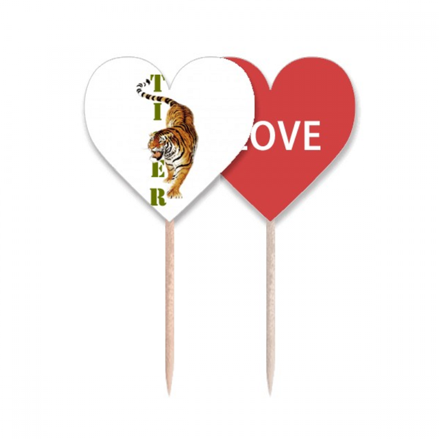 Cat Tiger Descends Mountain Ferocious Toothpick Flag LOVE Heart Lable Cupcake Pick