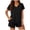 Black, variant on Womens Spring Outfits Women's Casual Short Sleeve Set V Neck Side Split T-Shirt Tops with Elastic Waist Shorts, Soft Breathable Daily Wear Sports Outfits Blue L