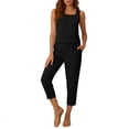 thumbnail image 3 of Frostluinai Womens Summer 2 Piece Sets Square Neck Sleeveless Crop Tank Tops Capris Jogger Pants Matching Sets Travel Outfits with Pocket Black M, 3 of 6