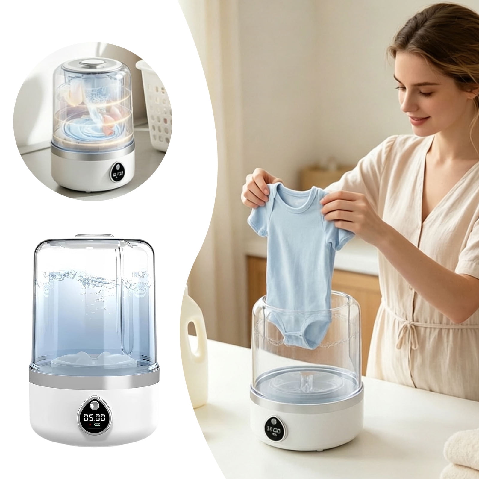 Leeye 1.5L Mini Portable Washing Machine for Delicates, Compact Washer for Apartment Travel RV