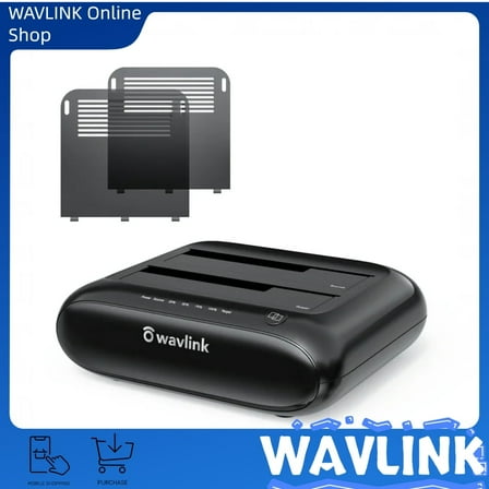 WAVLINK Dual Bay Hard Drive Docking Station - USB 3.0 to SATA I/II/III for 2.5" & 3.5" HDD/SSD with Fixed Bezel, Supports Offline Clone/Duplicator Function, Supports 2x20TB with UASP 5Gbps