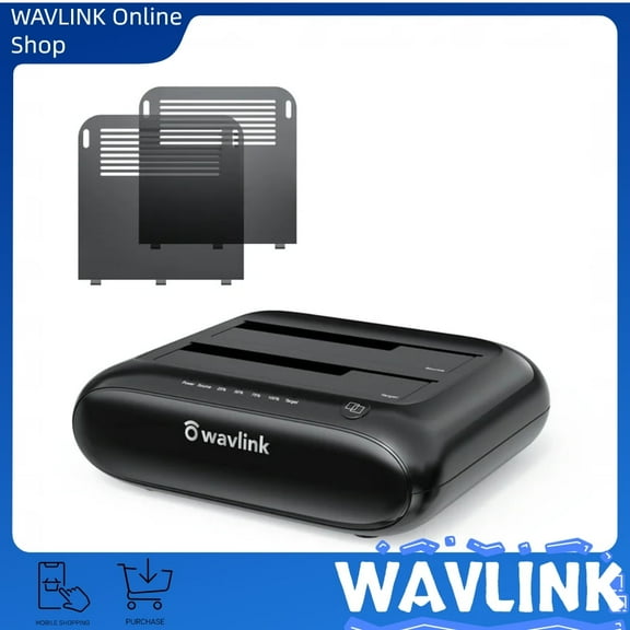 WAVLINK Dual Bay Hard Drive Docking Station - USB 3.0 to SATA I/II/III for 2.5" & 3.5" HDD/SSD with Fixed Bezel, Supports Offline Clone/Duplicator Function, Supports 2x20TB with UASP 5Gbps