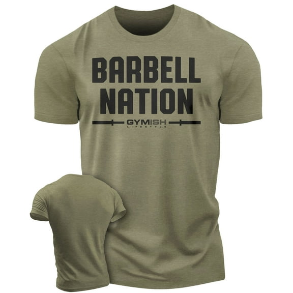 Gymish Barbell Nation Workout T-Shirt for Men – Funny Gym Shirt, Men’s Athletic Tee, Lifting T-Shirt, Fitness Apparel, Workout Clothes for Men