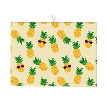

Dish Drying Mat Cute Pineapple Sunglass Highly Absorbent Microfiber Drying Mat Kitchen Counter or Sink Drawer Liner 16x18 Kitchen Drying Mat Coffee Mat Kitchen Essentials